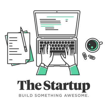 the startup logo with a laptop and coffee cup